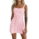 MoneRffi 2021 Summer V Neck Floral Print Dress Women Off Shoulder Ruffle Party Dress Sexy Lace-Up Backless Mini Dresses Vestidos