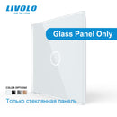 Cristal de perla blanca de lujo Livolo, estándar de la UE, solo Panel de vidrio, Panel de 1 unidad, para Base de interruptor