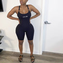 hirigin Backless One Piece Women Rompers Ribbed Bodycon Sleeveless Workout Playsuits Fashion Letter Embroidery Sporty Outfit