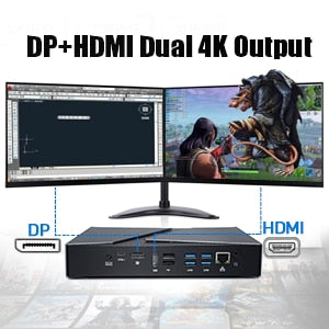 Computadora para juegos Mini Pc Intel Core i9 8950HK Gráficos UHD 630 Nvidia GeForce GTX 1650 4GB GDDR5 Pantalla dual HTPC HDMI DP USB-C