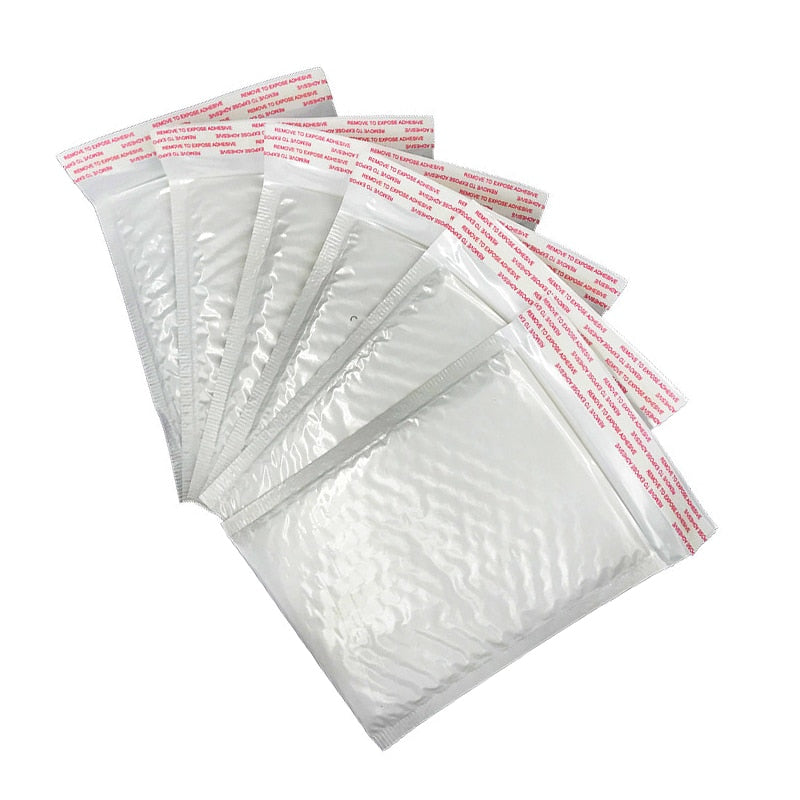 100 Stück weißer Schaumstoff-Umschlagbeutel, verschiedene Spezifikationen, Versandtaschen, gepolsterter Versandumschlag mit Luftblasen-Versandtasche