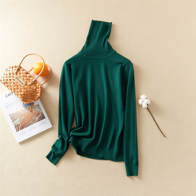 Marwin New-Coming Autumn Winter Tops Solid Turn-Down Collar Pullovers Female Thick Turtleneck Knitted High Street  Women Sweater