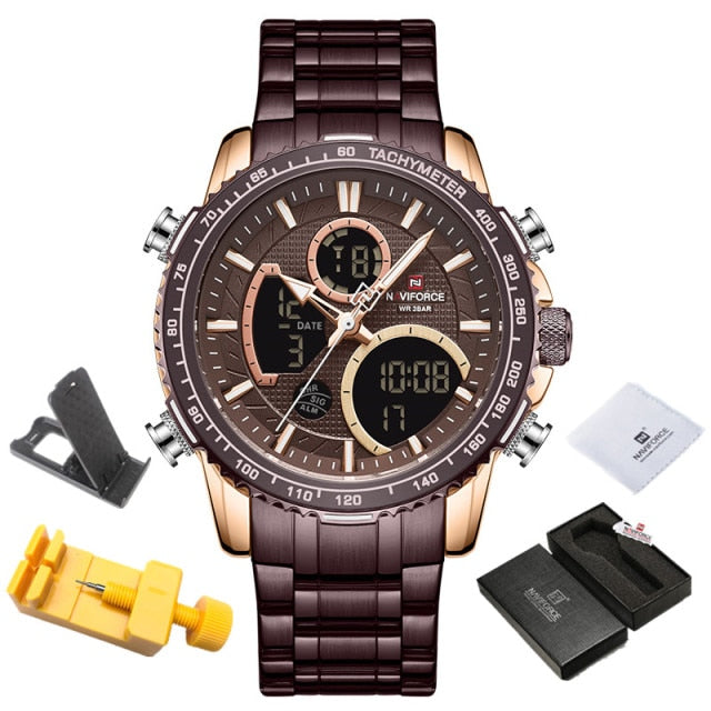 Reloj NAVIFORCE para hombre, relojes deportivos de esfera grande de marca de lujo, cronógrafo para hombre, reloj de pulsera de cuarzo, reloj Masculino con fecha