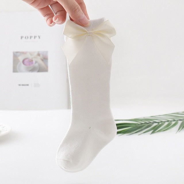 2020 Baby Mädchen Socken Neue Kleinkinder Mädchen Große Schleife Kniestrümpfe Lange Weiche Kindersocken Bowknot 100% Baumwolle 0-3 Jahre Neugeborene Socken