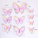 10pcs Happy Birthday Cake Toppers Cake Decoration Handmade Painted Butterfly Cake Topper For Wedding Birthday Party Baby Shower