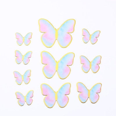 10pcs Happy Birthday Cake Toppers Cake Decoration Handmade Painted Butterfly Cake Topper For Wedding Birthday Party Baby Shower