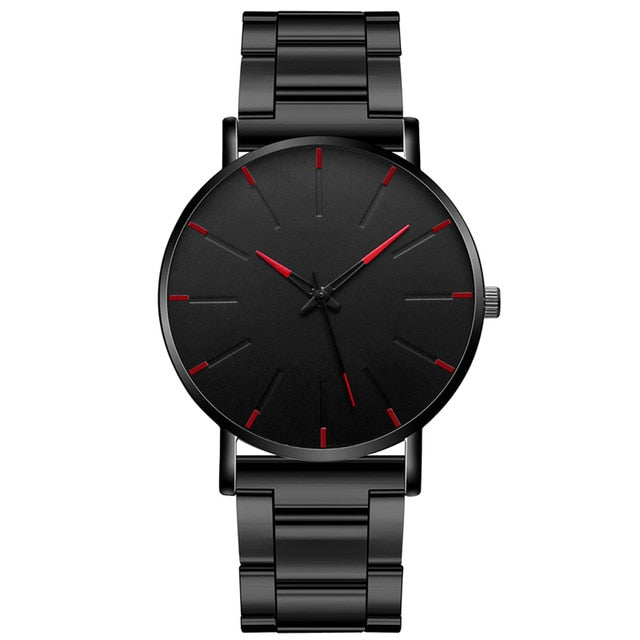2021 relojes minimalistas ultrafinos de moda para hombres, reloj de cuarzo con correa de malla de acero inoxidable de negocios para hombres simples, reloj Masculino