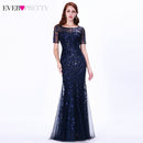 Burgundy Evening Dresses For Women Party Ever Pretty EP07886 Elegant V-Neck Mermaid Sequin Wedding Formal Gown Abendkleider 2021