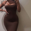 Cryptographic sin mangas sin tirantes Sexy Halter Mini vestidos Club noche vestido de fiesta elegante vestido ajustado sin espalda verano 2021