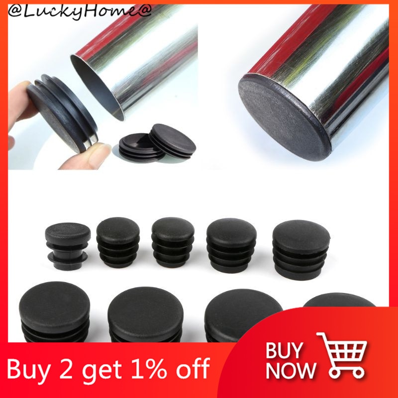 Tapón de plástico negro para patas de muebles, 10 Uds., tapa ciega para tubo redondo, producto en oferta