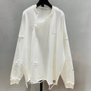 GALCAUR, sudadera de gran tamaño para mujer, cuello redondo, manga larga, jerséis coreanos con agujeros, sudaderas de diseñador, ropa de moda para mujer 2020