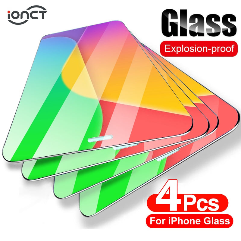 4 Stück Schutzglas für iPhone 12 Glas 7 8 6 Plus Displayschutzfolie für iPhone X XS XR 11 12 Pro Max 12 Mini gehärtetes Glas