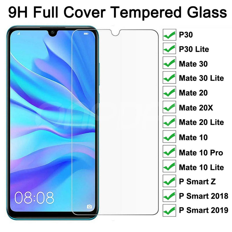 9H gehärtetes Glas auf dem für Huawei Mate 30 20 10 Lite 20X P Smart Z 2019 Vollbildschutz Huawei P30 P40 Lite Glasfolie