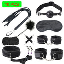 Kits de BDSM de cuero Sexy, juego de Bondage sexual de felpa, esposas, juegos sexuales, látigo, mordaza, pinzas para pezones, Juguetes sexuales para parejas, accesorios exóticos