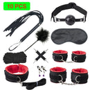 Kits de BDSM de cuero Sexy, juego de Bondage sexual de felpa, esposas, juegos sexuales, látigo, mordaza, pinzas para pezones, Juguetes sexuales para parejas, accesorios exóticos
