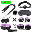 Kits de BDSM de cuero Sexy, juego de Bondage sexual de felpa, esposas, juegos sexuales, látigo, mordaza, pinzas para pezones, Juguetes sexuales para parejas, accesorios exóticos