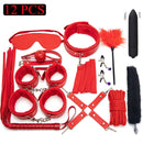 Kits de BDSM de cuero Sexy, juego de Bondage sexual de felpa, esposas, juegos sexuales, látigo, mordaza, pinzas para pezones, Juguetes sexuales para parejas, accesorios exóticos