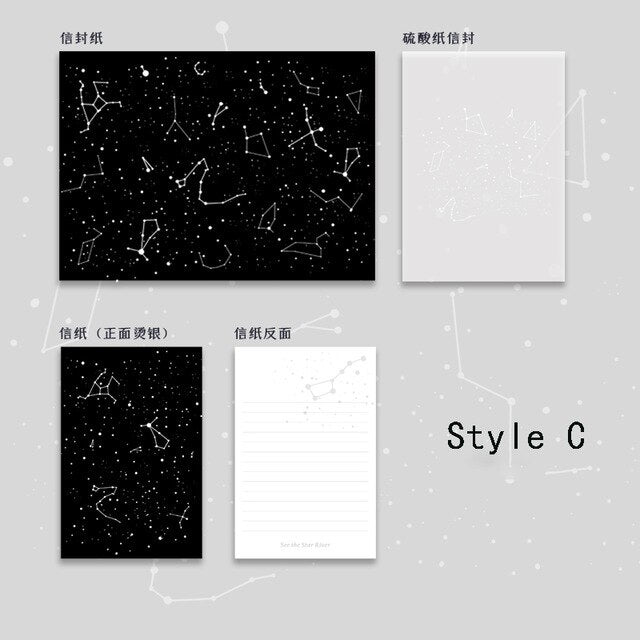 Mr Paper 3 Stück/Set 4 Designs Galaxy Universe Serie Umschläge mit bronziertem Briefpapier Handkonto DIY Dekorationsmaterial