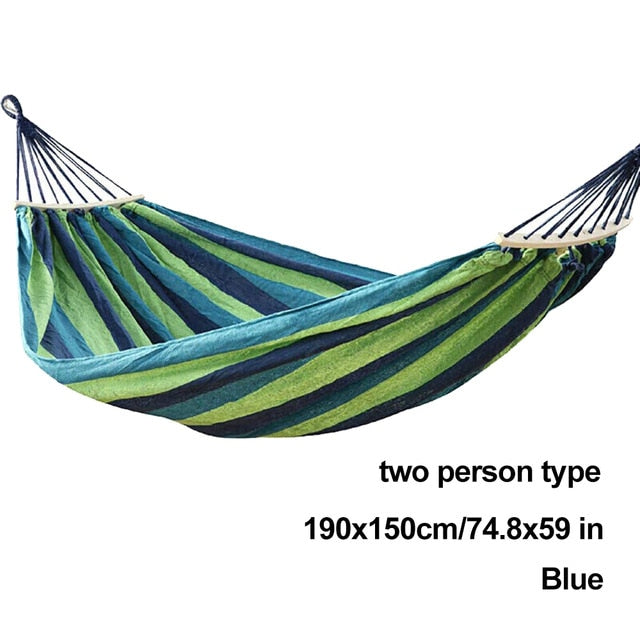 HooRu Outdoor Garden Hammocks Camping Portable Wooden Canvas hammock Swing Picnic Travelling Hanging Bed Furniture with Backpack