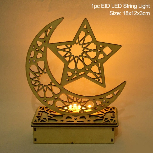 Colgante de madera EID Mubarak con velas LED, decoraciones de Ramadán para el hogar, fiesta musulmana islámica, decoración Eid Kareem Ramadan