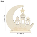 EID Mubarak Wooden Pendant with LED Candles Light Ramadan Decorations For Home Islamic Muslim Party Eid Decor Kareem Ramadan