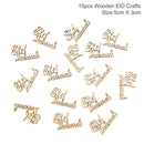 EID Mubarak Wooden Pendant with LED Candles Light Ramadan Decorations For Home Islamic Muslim Party Eid Decor Kareem Ramadan