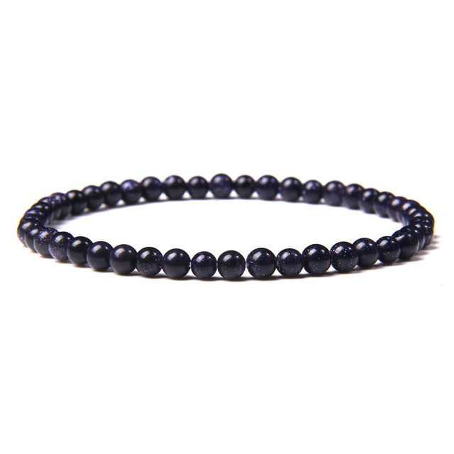 Pulsera de energía de cuentas de Chakra de 4mm, pulsera elástica de piedra de ónix de ágatas redondas naturales, brazaletes para mujeres y hombres, joyería de Yoga hecha a mano