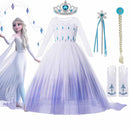 Disney Frozen 2 Kostüm für Mädchen Prinzessin Elsa Kleid Weiß Pailletten Mesh Ballkleid Kinder Schneekönigin Cosplay Karnevalskleidung