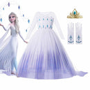 Disney Frozen 2 Kostüm für Mädchen Prinzessin Elsa Kleid Weiß Pailletten Mesh Ballkleid Kinder Schneekönigin Cosplay Karnevalskleidung