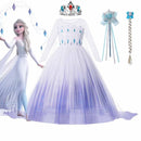 Disney Frozen 2 Kostüm für Mädchen Prinzessin Elsa Kleid Weiß Pailletten Mesh Ballkleid Kinder Schneekönigin Cosplay Karnevalskleidung