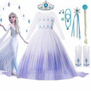 Disney Frozen 2 Kostüm für Mädchen Prinzessin Elsa Kleid Weiß Pailletten Mesh Ballkleid Kinder Schneekönigin Cosplay Karnevalskleidung