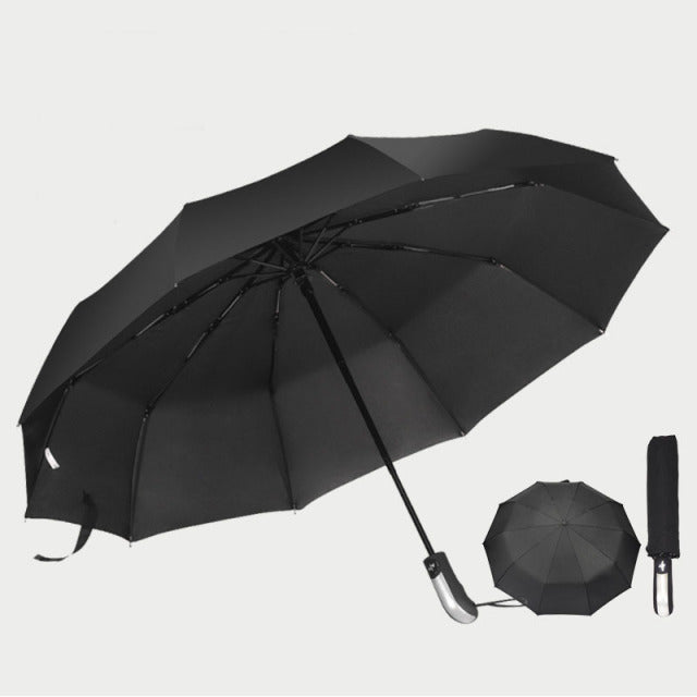 Paraguas plegable grande automático, tamaño grande, a prueba de viento, para hombres y mujeres, paraguas de lluvia automáticos, para viajes al aire libre, negocios, sombrilla negra para coche