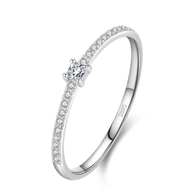 Modian 2021 auténtica Plata de Ley 925 Simple cuadrado claro CZ encanto anillos de dedo de Color dorado para mujer joyería de compromiso de boda