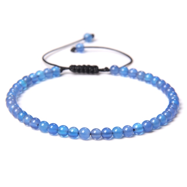 Verstellbares 4MM Steinperlen Armband für Frauen natürliche Achate Jaspis Onyx Lapislazuli gewebtes Armband für Neujahrsgeschenk Schmuck