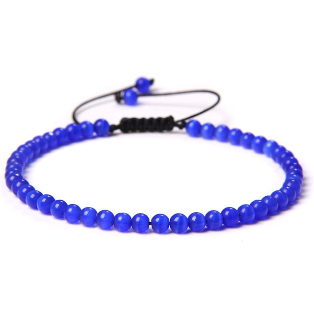 Adjustable 4MM Stone Beads Bracelet For Women Natural Agates Jaspers Onyx Lapis Lazuli Woven Bracelet For New Year Gift Jewelry