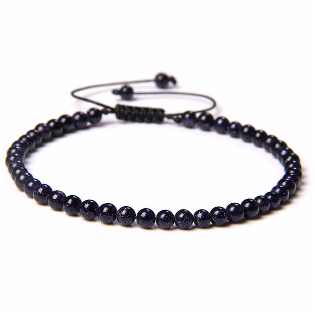 Verstellbares 4MM Steinperlen Armband für Frauen natürliche Achate Jaspis Onyx Lapislazuli gewebtes Armband für Neujahrsgeschenk Schmuck