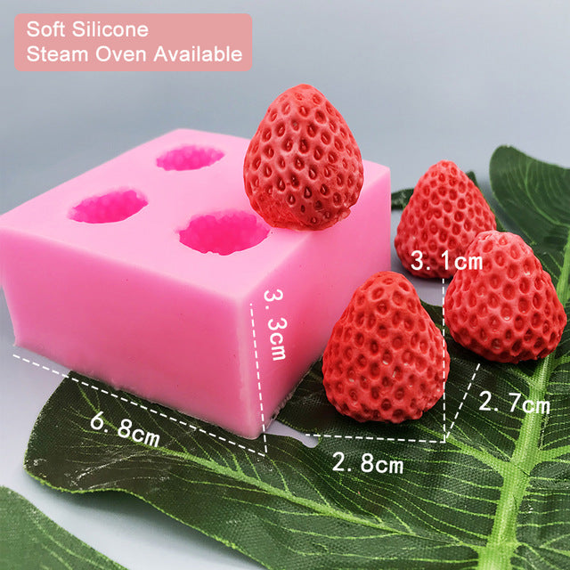 Fruit Strawberry Silicone Mould Fondant Chocolate Jelly Making Cake Tool Decoration Mold Oven Steam Available DIY Clay Resin Art