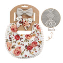 3Pcs Baby Headband Tassel Saliva Towel Floral Print Newborn Double Side Bibs Boys Girls Bandana Burp Cloths Feeding Smock Stuff