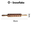 Christmas Rolling Pins Rock Snowflake Elk Wooden Rolling Embossing Baking Cookies Biscuit Fondant Cake Patterned Roller 35*5cm