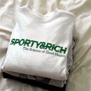 Calelinka American Vintage Sporty&amp;Rich Letters Print Weiß Cool Damen Pullover Rundhals Baumwolle Lose Sprot Liebhaber Sweatshirt