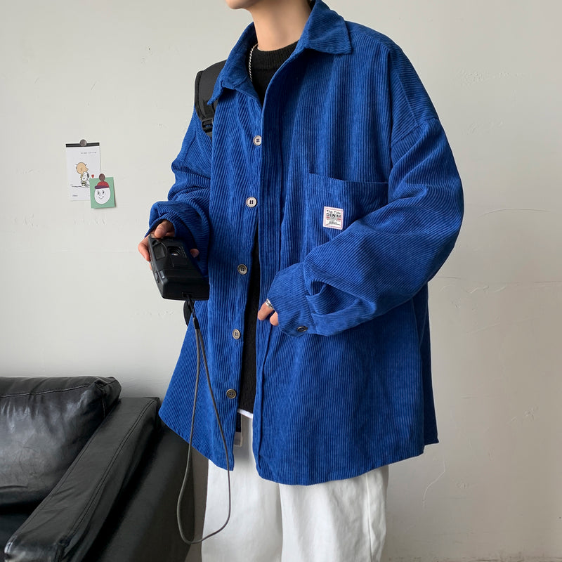 Cord Herrenhemden Für Herrenbekleidung Harajuku Schwarzes Hemd Koreanischer Stil Herrenhemd Langarm Vintage Kleidung Streetwear 3XL 2022