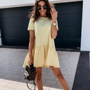 Loose Casual Short Sleeve Mini Dress Women 2021 Summer O-neck White Black Ruffles Big Hem Beach Dresses For Woman Femme Robe