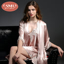 Real Silk Pajamas for Women Night dress  2 Pcs Kimono Robe & Silk Nightgown Sleepwear pajama Sets 100%  Silk Pyjamas femme