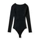 Aachoae Women Sexy Off Shoulder Knitted Bodysuit 2021 Solid Long Sleeve Bodycon Jumpsuit Streetwear Casual Slash Neck Playsuit