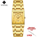 Relogio Masculino WWOOR, reloj de oro para hombre, relojes cuadrados para hombre, marca superior de lujo, reloj de pulsera resistente al agua de acero inoxidable y cuarzo dorado