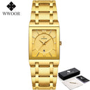 Relogio Masculino WWOOR, reloj de oro para hombre, relojes cuadrados para hombre, marca superior de lujo, reloj de pulsera resistente al agua de acero inoxidable y cuarzo dorado