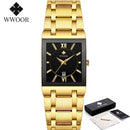 Relogio Masculino WWOOR, reloj de oro para hombre, relojes cuadrados para hombre, marca superior de lujo, reloj de pulsera resistente al agua de acero inoxidable y cuarzo dorado