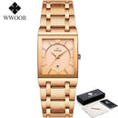Relogio Masculino WWOOR, reloj de oro para hombre, relojes cuadrados para hombre, marca superior de lujo, reloj de pulsera resistente al agua de acero inoxidable y cuarzo dorado