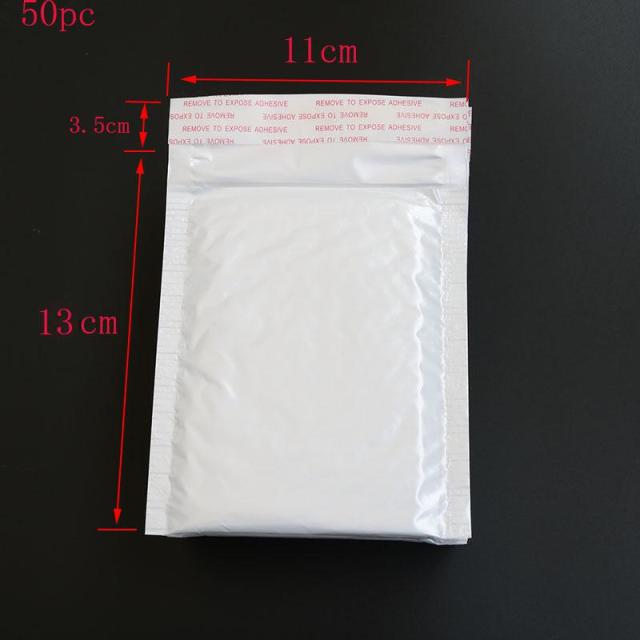 50pcs / 11 * 13cm + 3.5cm White Bubble Envelope Film Pearl Shockproof Stationery Accessories