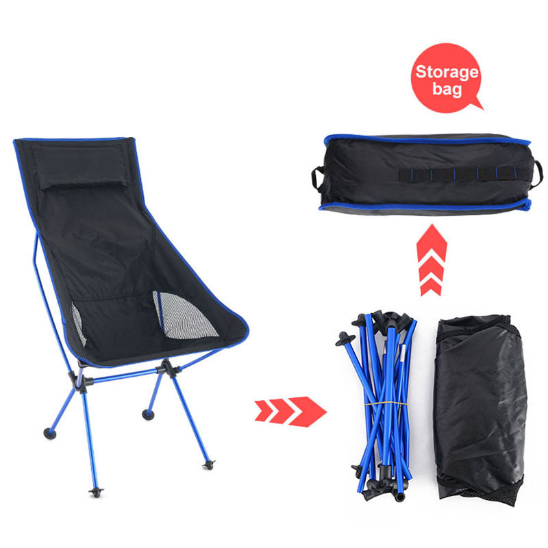 Silla plegable portátil para acampar al aire libre, asiento de acampada alargado de tela Oxford para pesca, Festival, Picnic, barbacoa, playa, silla ultraligera